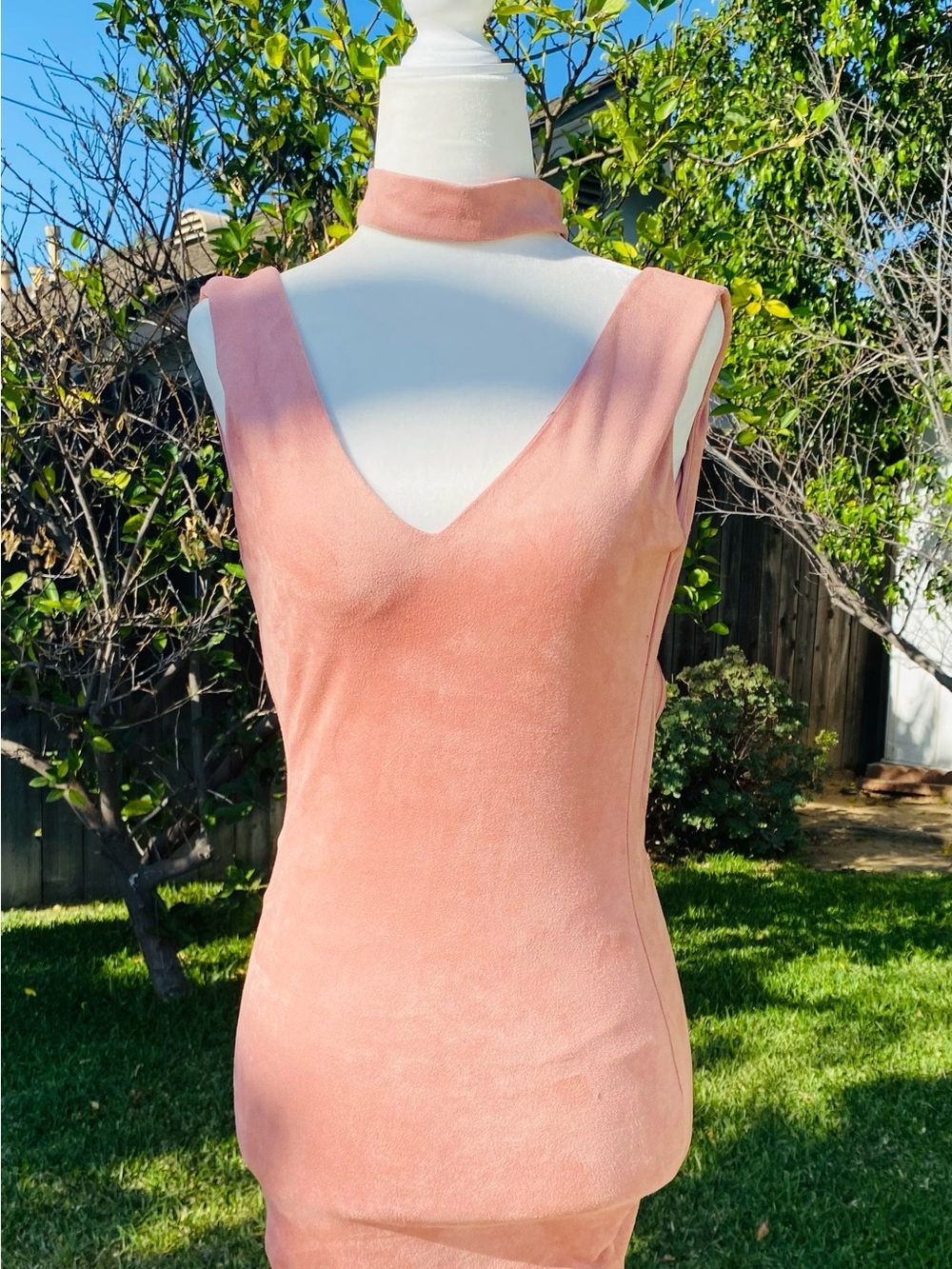 ALOT Sleeveless Choker Faux Suede Mini Dress Dusty Rose Size 6